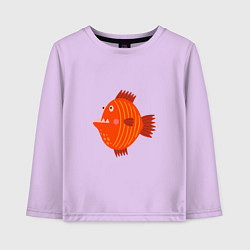 Лонгслив хлопковый детский Зубастая рыба, цвет: лаванда