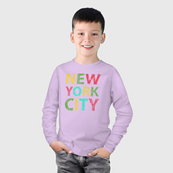 Лонгслив хлопковый детский New York city colors, цвет: лаванда — фото 2