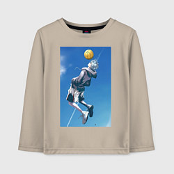 Лонгслив хлопковый детский Баскетбол Тэцуя Куроко арт, цвет: миндальный