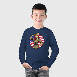 Лонгслив хлопковый детский American girl, цвет: тёмно-синий — фото 2