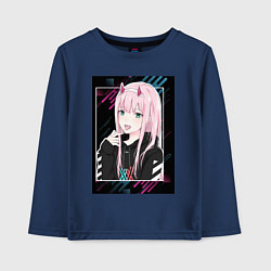 Лонгслив хлопковый детский Zero Two is darling, цвет: тёмно-синий