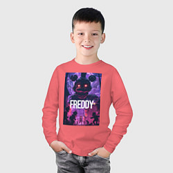 Лонгслив хлопковый детский Freddy - мишка Фредди, цвет: коралловый — фото 2