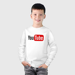 Лонгслив хлопковый детский You tube logo, цвет: белый — фото 2