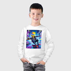 Лонгслив хлопковый детский Барт Симпсон на скейтборде - нейросеть, цвет: белый — фото 2