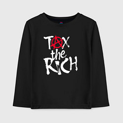 Лонгслив хлопковый детский Tax the rich, цвет: черный