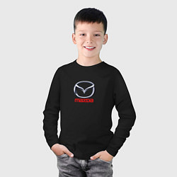 Лонгслив хлопковый детский Mazda logo, цвет: черный — фото 2