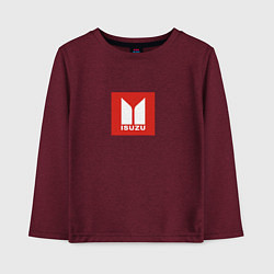 Лонгслив хлопковый детский Isuzu logo, цвет: меланж-бордовый