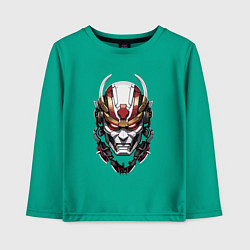 Лонгслив хлопковый детский Красный киберпанк самурай, цвет: зеленый