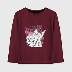 Лонгслив хлопковый детский Магическая битва Итадори Besto friendo, цвет: меланж-бордовый