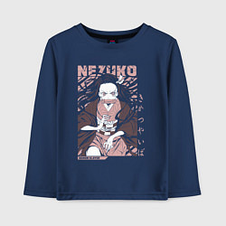 Лонгслив хлопковый детский Demon slayer Nezuko pinck, цвет: тёмно-синий