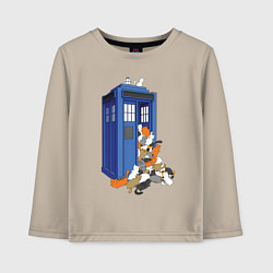 Детский лонгслив Тардис и котики