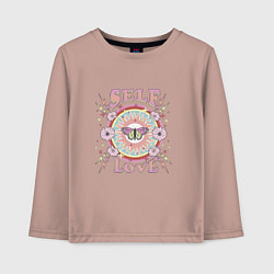 Лонгслив хлопковый детский Любовь к себе, цвет: пыльно-розовый
