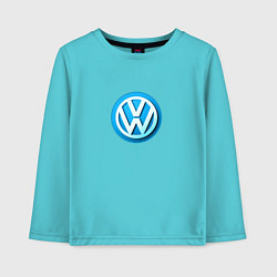 Лонгслив хлопковый детский Volkswagen logo blue, цвет: бирюзовый