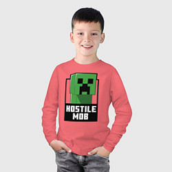 Лонгслив хлопковый детский Minecraft hostile mob, цвет: коралловый — фото 2