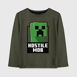 Лонгслив хлопковый детский Minecraft hostile mob, цвет: меланж-хаки