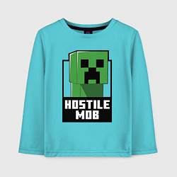 Лонгслив хлопковый детский Minecraft hostile mob, цвет: бирюзовый