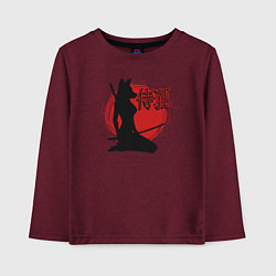 Лонгслив хлопковый детский Самурайская лиса, цвет: меланж-бордовый