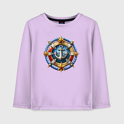 Лонгслив хлопковый детский Морской якорь в спасательном круге, цвет: лаванда