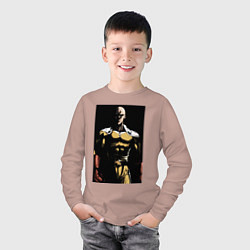 Лонгслив хлопковый детский Ванпанчмен Сайтама супергерой, цвет: пыльно-розовый — фото 2