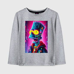 Лонгслив хлопковый детский Cyber Bart Simpson - neon glow ai art, цвет: меланж