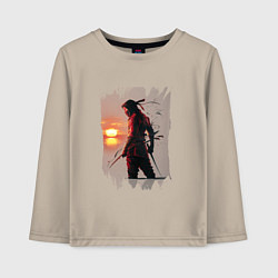 Лонгслив хлопковый детский Ниндзя на закате, цвет: миндальный