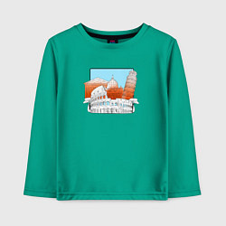 Лонгслив хлопковый детский Италия достопримечательности, цвет: зеленый