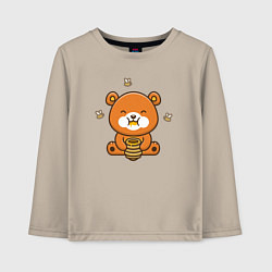 Лонгслив хлопковый детский Медовый мишка, цвет: миндальный