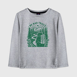 Лонгслив хлопковый детский Медведь путешественник с рюкзаком нет плохих дорог, цвет: меланж