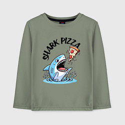 Лонгслив хлопковый детский Shark pizza - ai art fantasy, цвет: авокадо