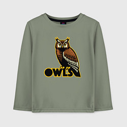 Лонгслив хлопковый детский Owls, цвет: авокадо