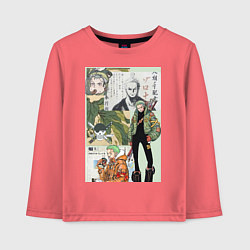 Лонгслив хлопковый детский Ван-Пис Зоро Ророноа коллаж сильнейший мечник, цвет: коралловый