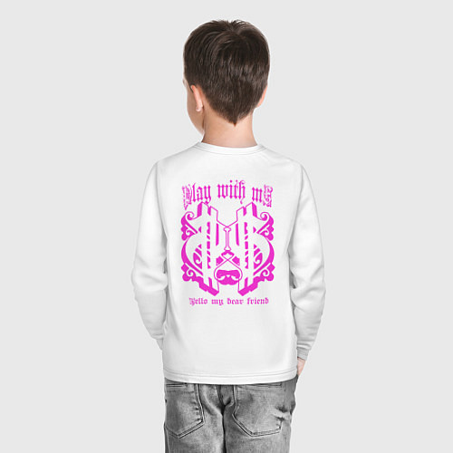 Детский лонгслив Скелет злобного плюшевого мишки с крыльями / Белый – фото 4