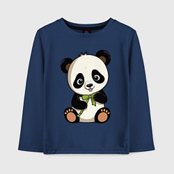 Лонгслив хлопковый детский Панда мультяшная, цвет: тёмно-синий
