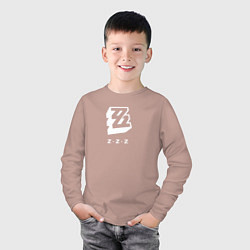 Лонгслив хлопковый детский Zenless Zone Zero logo, цвет: пыльно-розовый — фото 2