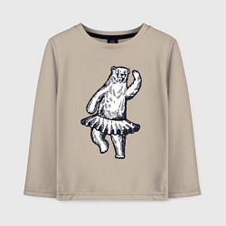 Лонгслив хлопковый детский Мишка балерина, цвет: миндальный