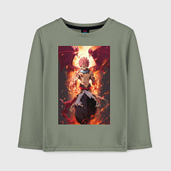 Лонгслив хлопковый детский Хвост Феи Нацу Драгнил дракон, цвет: авокадо