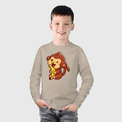 Лонгслив хлопковый детский Monkey banana, цвет: миндальный — фото 2