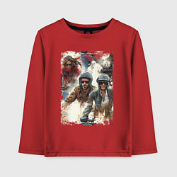Лонгслив хлопковый детский Мотокросс -акварель, цвет: красный