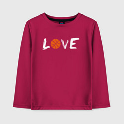 Лонгслив хлопковый детский Я люблю баскетбол, цвет: маджента