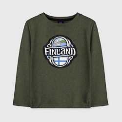 Лонгслив хлопковый детский Финляндия, цвет: меланж-хаки