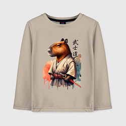 Лонгслив хлопковый детский Capybara samurai - ai art fantasy, цвет: миндальный