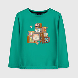 Лонгслив хлопковый детский Аня: Семья шпиона, цвет: зеленый