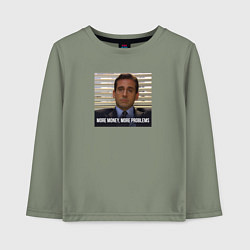 Лонгслив хлопковый детский More money, more problems - the office, цвет: авокадо