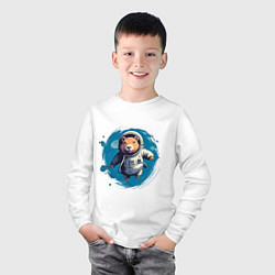 Лонгслив хлопковый детский Капибара в скафандре, цвет: белый — фото 2
