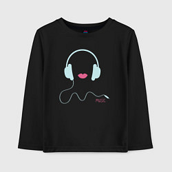 Лонгслив хлопковый детский Music lips, цвет: черный