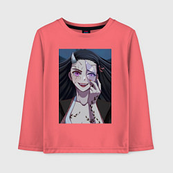 Лонгслив хлопковый детский Клинок, рассекающий демонов Нэдзуко Камадо, цвет: коралловый