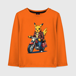 Детский лонгслив Пикачу на старом мотоцикле