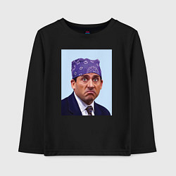 Лонгслив хлопковый детский Michael Scott - Prison mike the office meme, цвет: черный