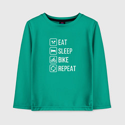 Лонгслив хлопковый детский Eat sleep bike repeat, цвет: зеленый