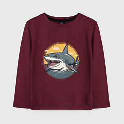 Лонгслив хлопковый детский Акула в кругу, цвет: меланж-бордовый